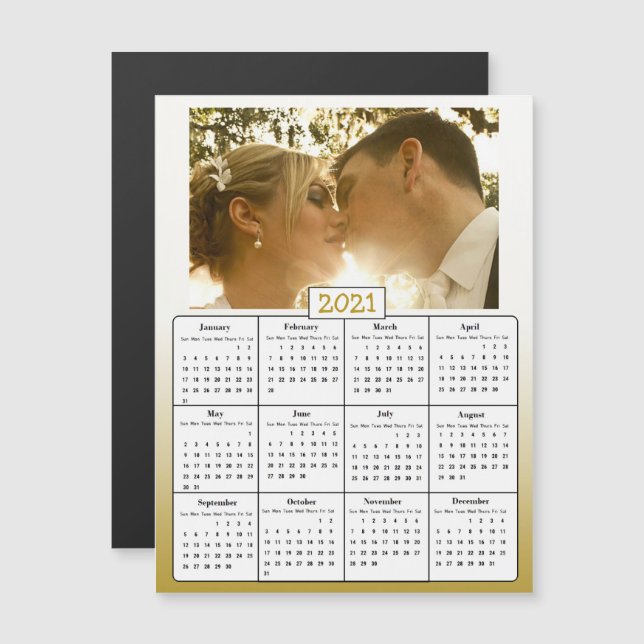 Convite Magnético Presentes de Favor Casamento Foto Dourada 2021 (Frente/Verso)