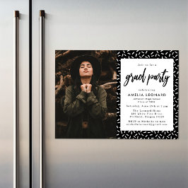 Convite Magnético Preto | Festa de formatura de Fotografias com Scri