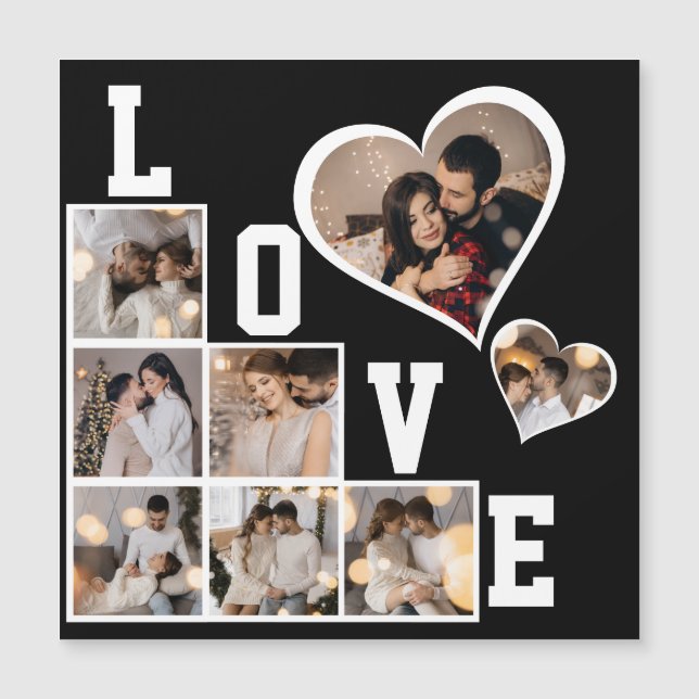 Convite Magnético Projete sua própria colagem de 8 fotos (Frente)