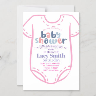 Convite Magnético Psalm 9:2 Girl Baby Shower Invitation