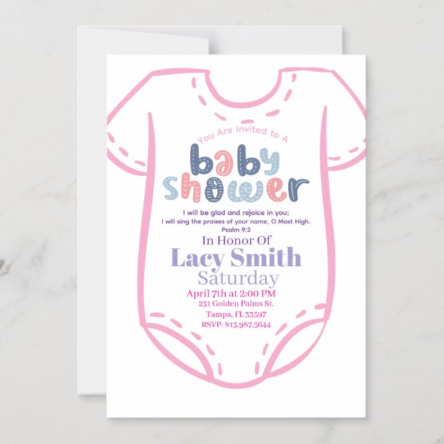 Convite Magnético Psalm 9:2 Girl Baby Shower Invitation (Frente)