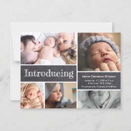 Convite Magnético Quadro de fotos recém-nascido Apresentando bebê