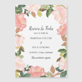 Convite Magnético Quadro Floral Rosa Casamento Espanhol Salvar a Dat