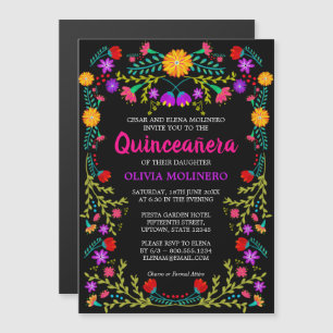 Convite Magnético Quinceanera Floral Colorida Mexicana