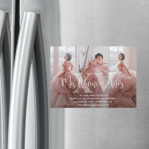 Convite Magnético Quinceañera Salve a Colagem de Fotos Data 3 Mis XV
