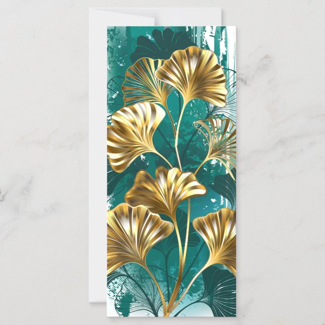 Convite Magnético Ramificação com Ouro deixa Ginko Biloba (Frente)