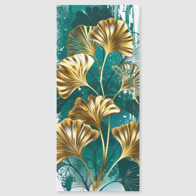 Convite Magnético Ramificação com Ouro deixa Ginko Biloba (Frente)