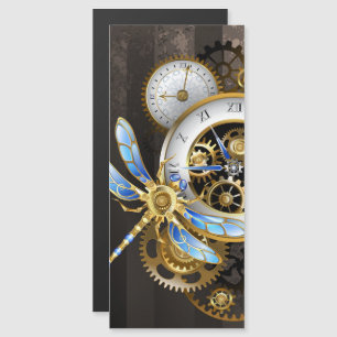 Convite Magnético Relógio Steampunk com Libélula Mecânica
