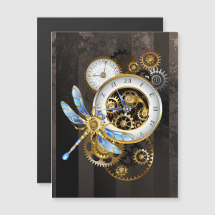 Convite Magnético Relógio Steampunk com Libélula Mecânica