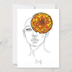 Convite Magnético Retrato Personalizado da Flor de Nascimento de Out