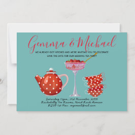 Convite Magnético Retro Salvar Data Festa de Chá de Casamento 1950 V