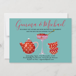 Convite Magnético Retro Salve a Data Festa do Chá de Casamento 1950 