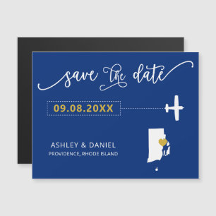 Convite Magnético Rhode Island Wedding Save the Date Card, Map