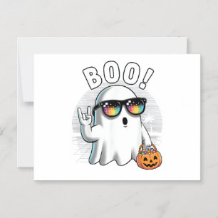 Convite Magnético Rock Ghost Retro Halloween Pumpkin Funny Boo