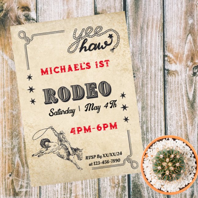 Convite Magnético Rodeio Cavalgada Ocidental Cowboy Aniversário Rode (Criador carregado)