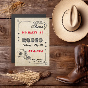 Convite Magnético Rodeio Cavalgada Ocidental Cowboy Aniversário Rode
