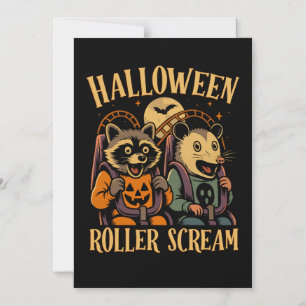 Convite Magnético Rolo de Halloween Grita Guaxinim e Gambá