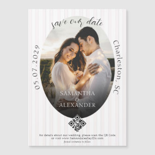 Convite Magnético Romântico 1 Foto Rabisco Código QR Salve a Data