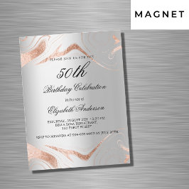 Convite Magnético Rosa de ouro de prata de aniversário luxo