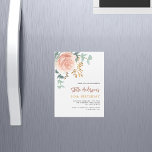 Convite Magnético Rosa dourado floral verde luxo<br><div class="desc">Um fundo branco chic. Decorados com um grande ouro rosa e folhas de eucalipto cor-de-rosa,  cor-de-rosa e cor-de-água verde,  espraias,  verde e um espravão de ouro falso. Personalize e adicione seu nome e detalhes da festa.</div>