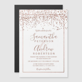 Convite Magnético Rosa gold confetti White Typografia Casada