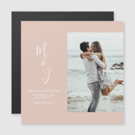 Convite Magnético Rosa Moderno Blush Botânico Casamento Salve A Data