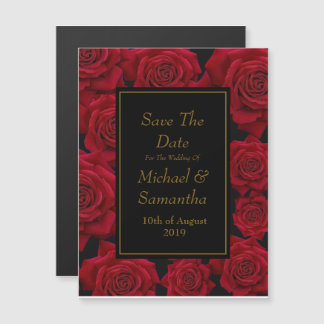 Convite Magnético Rosa vermelha Elegante - Salve A Data Do Casamento
