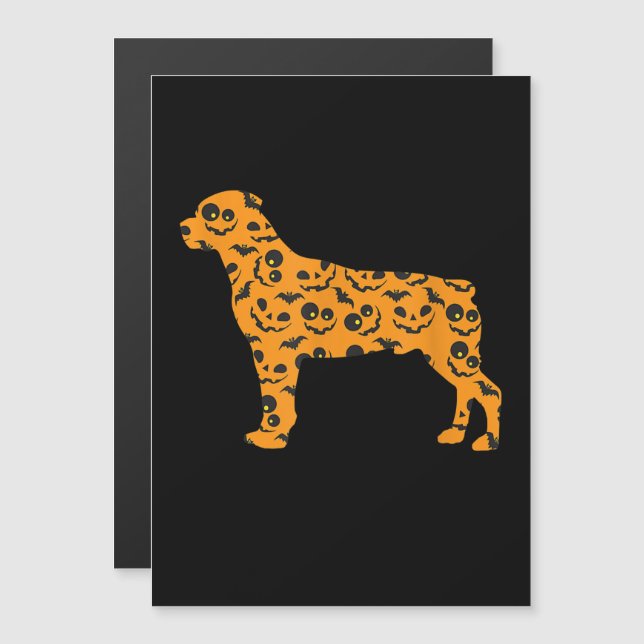 Convite Magnético Rottweiler abóbora morcego forma engraçado assusta (Frente/Verso)