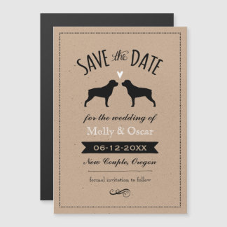 Convite Magnético Rottweiler Silhouettes Casou Salve a Data
