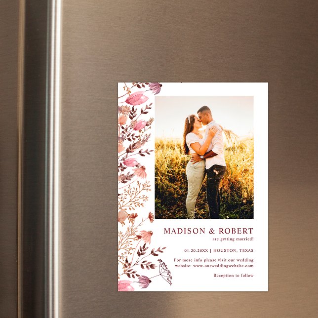 Convite Magnético Rustic Boho Chic Wildflower Photo Save The Date (Criador carregado)