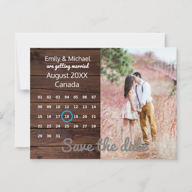 Convite Magnético Rustic Wedding Salve The Date PHOTO CALENDAR (Frente)
