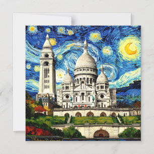 Convite Magnético Sacre-Coeur Paris França Noite Estrelada