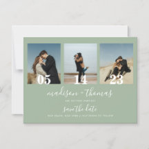 Sage Green Script 3 Foto Casamento Salve A Data
