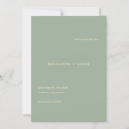 Convite Magnético Sage Green Simple Modern Wedding Save the Date