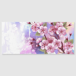 Convite Magnético Sakura rosa no fundo da pintura