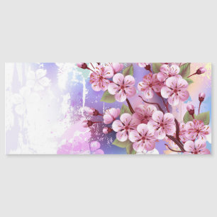 Convite Magnético Sakura rosa no fundo da pintura