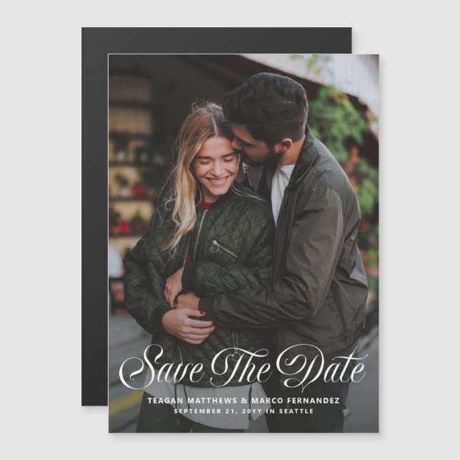 Convite Magnético Salvamento de casamento magnético com uma foto (Frente/Verso)
