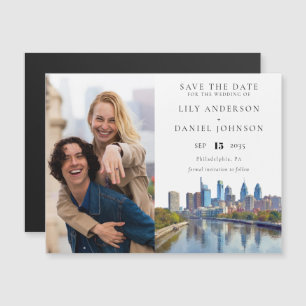 Convite Magnético Salvar a Data do Casamento com Foto de Filadélfia