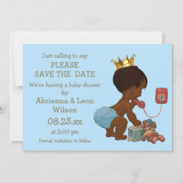 Convite Magnético Salvar a data Príncipe Étnico no Cinza de Telefone