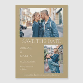Convite Magnético Salvar Data de Casamento Moderna Dourada Foto Salv