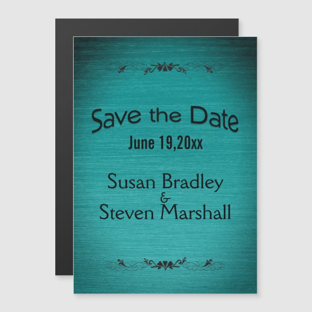 Convite Magnético Salvar o Texto Preto de Data (Frente/Verso)