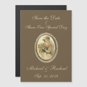 Convite Magnético Salve a data - Chocolate antigo