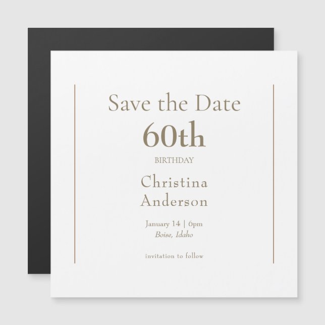 Convite Magnético Salve a data de 60º aniversário (Frente/Verso)