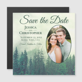 Convite Magnético Salve a Data de Casamento com Foto Oval Rústica de