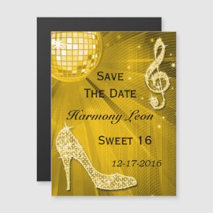 Convite Magnético Salve a Data Sparkly Stiletto Heel Sweet 16