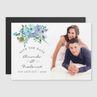 Salve o Dia de Casamento Floral Boho Verde e Azul