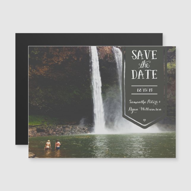 Convite Magnético Salve o ímã de fotos personalizado e giro (Frente/Verso)