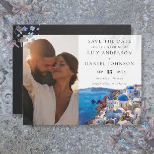 Convite Magnético Santorini Grécia Foto Casamento Salvar a Data
