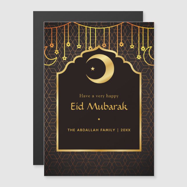 Convite Magnético Saudação de Eid Mubarak (Frente/Verso)