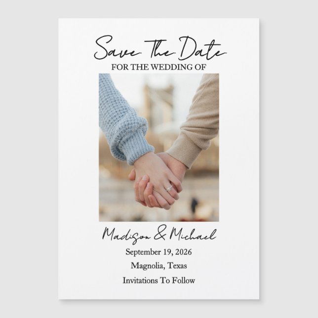 Convite Magnético Save The Date Photo Thin Magnetic Card (Frente)